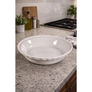 Vintage Chantal White Ceramic Pie Plate 11 Inch Fluted Rim Oven Safe